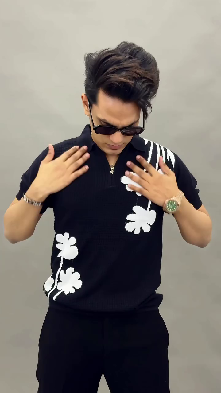 🖤 Premium Floral Knit Polo for Men